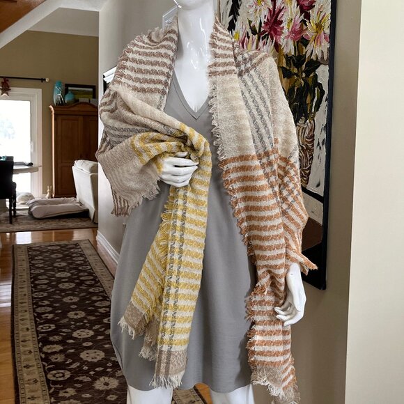 Italian knit-weave wool blend scarf/wrap by Stefanel, from Florence - Picture 3 of 8